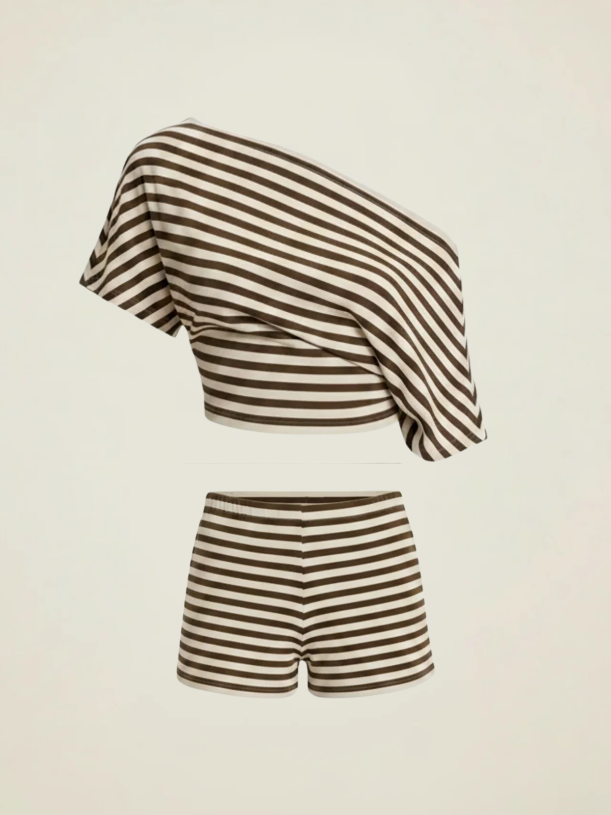 Striped One-Shoulder Co-ord
