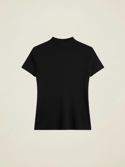Ribbed Mock Neck Knit Top