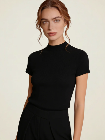 Ribbed Mock Neck Knit Top
