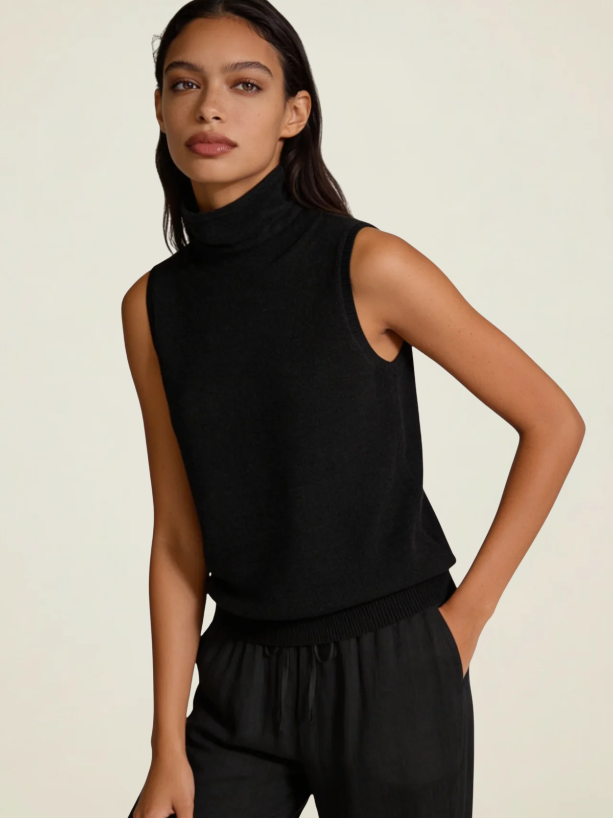Turtleneck Knit Vest