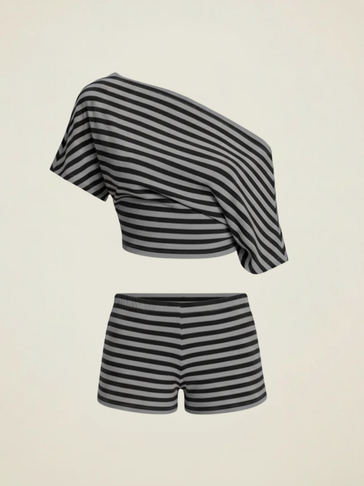 Striped One-Shoulder Co-ord
