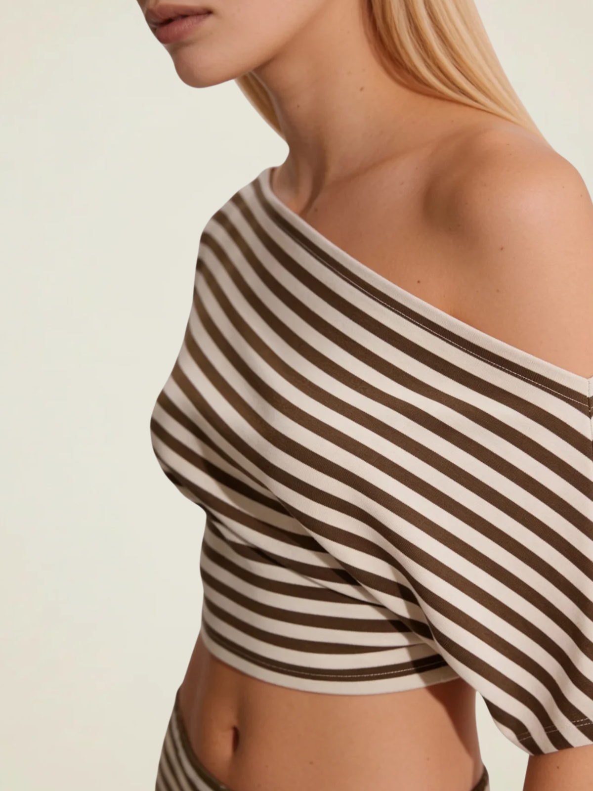 Striped One-Shoulder Co-ord