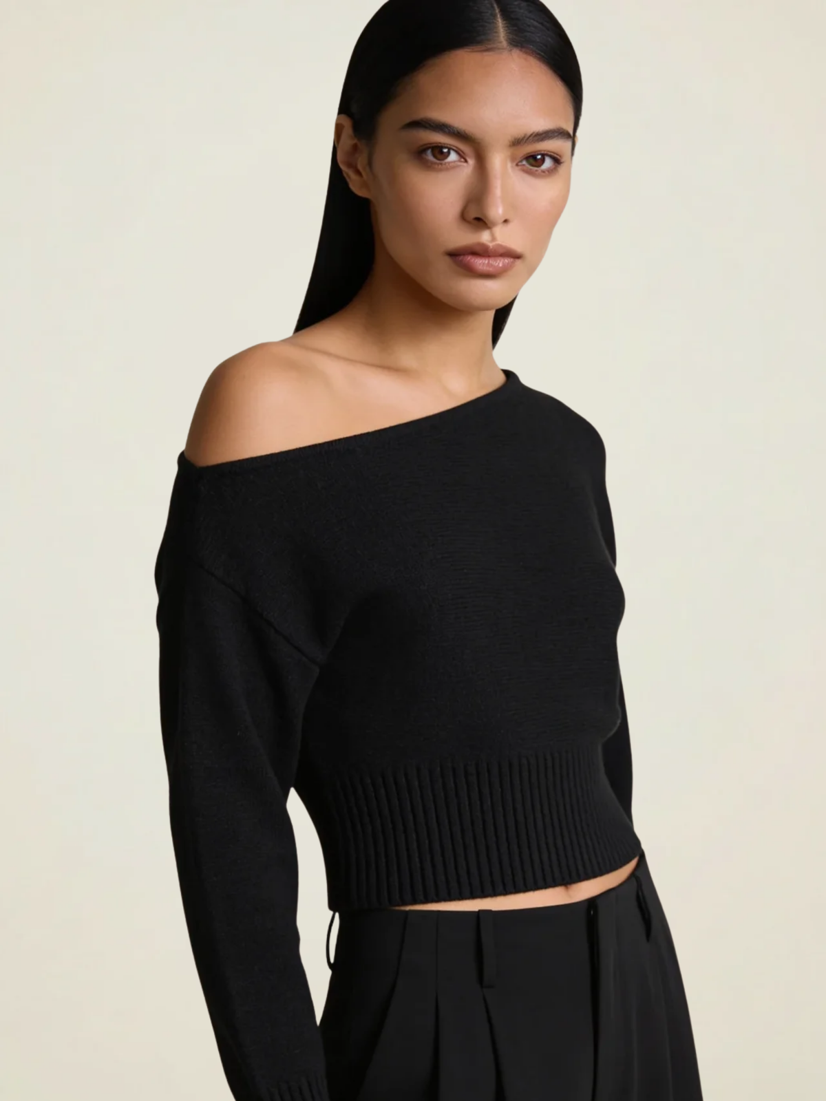 Asymmetric Crop Knit