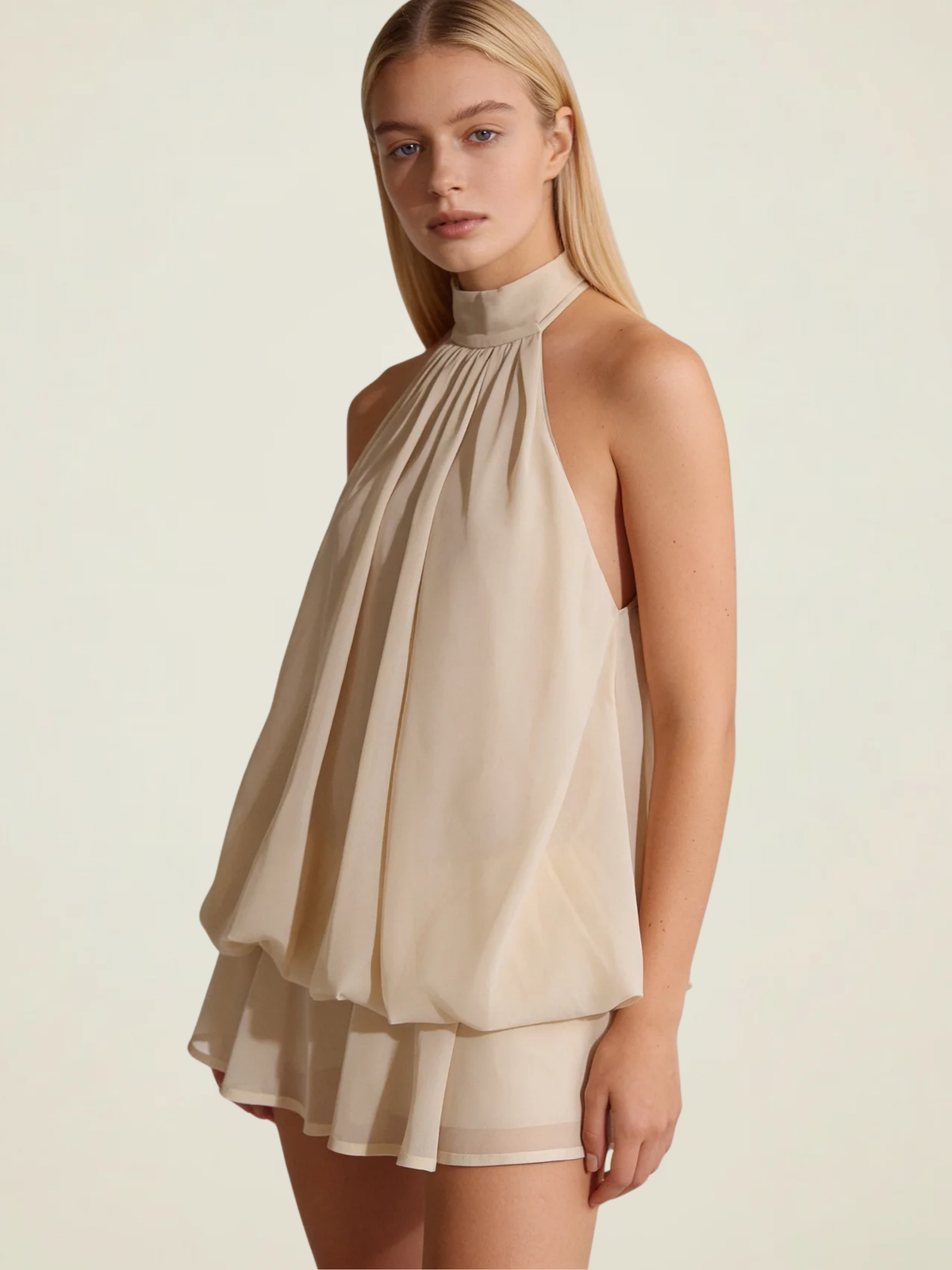 Open-Back Halter Mini Dress