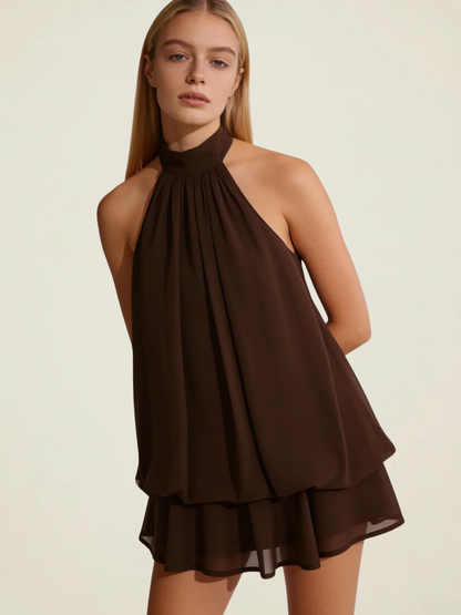 Open-Back Halter Mini Dress