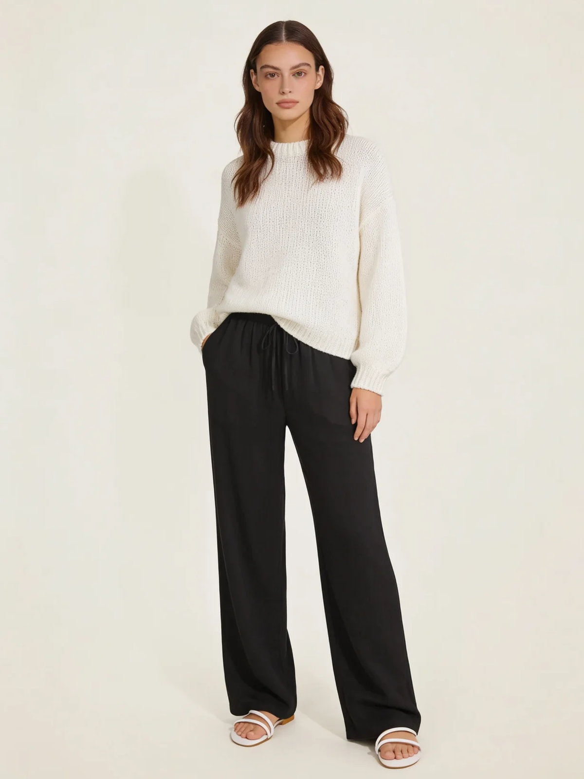 Drawstring Wide Leg Trousers