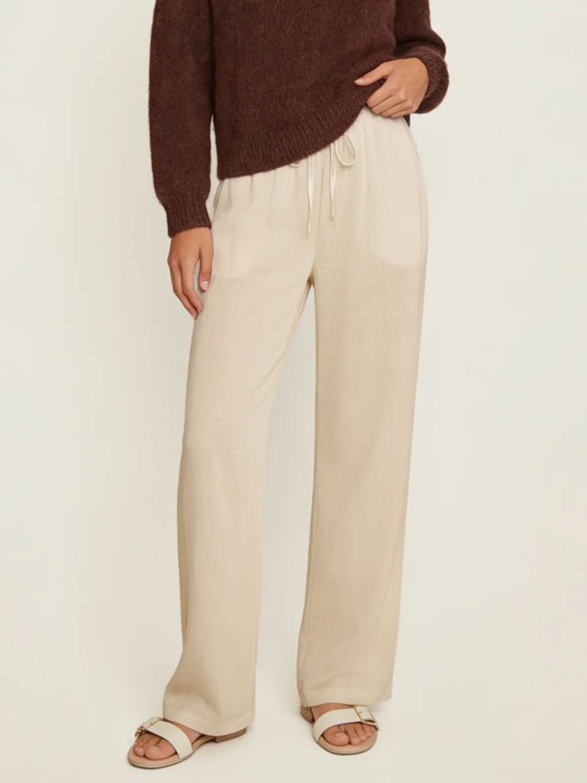 Drawstring Wide Leg Trousers