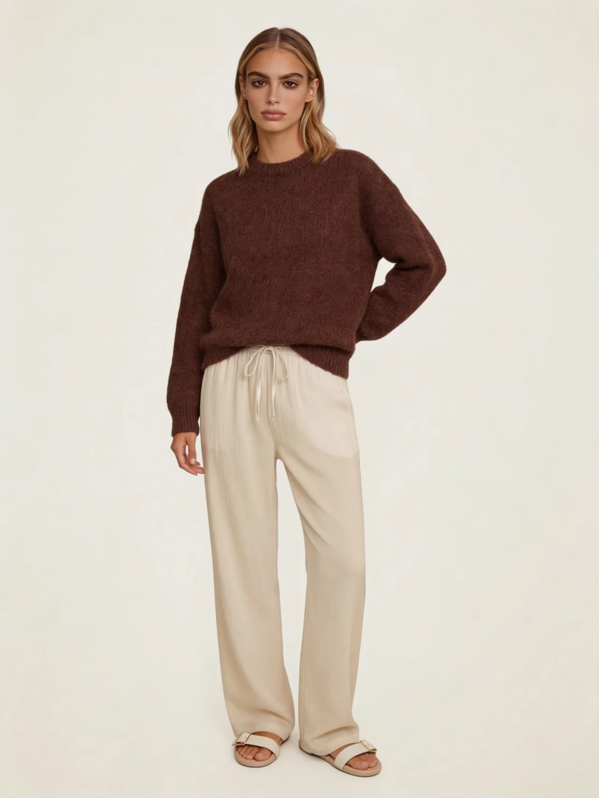 Drawstring Wide Leg Trousers
