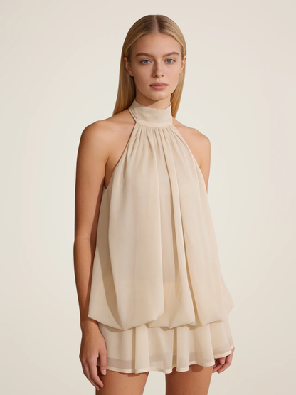 Open-Back Halter Mini Dress