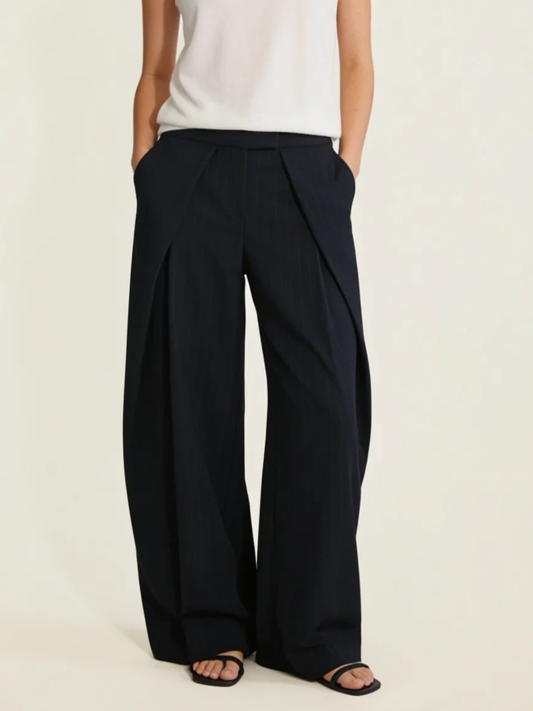 Double Pleat Wide Leg Trousers