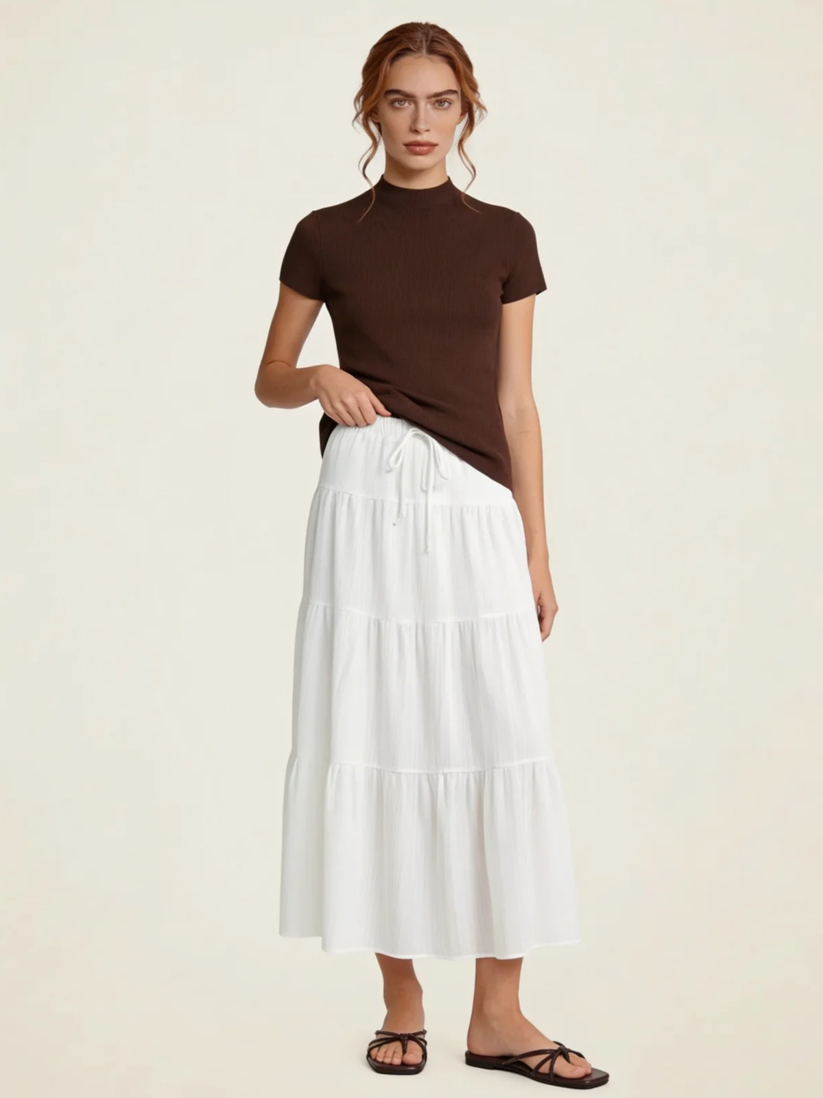 Tiered Cotton Maxi Skirt