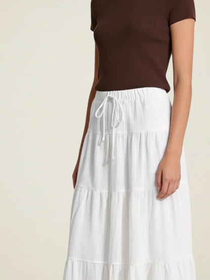 Tiered Cotton Maxi Skirt