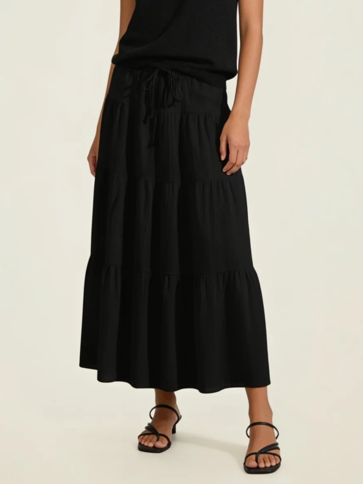Tiered Cotton Maxi Skirt