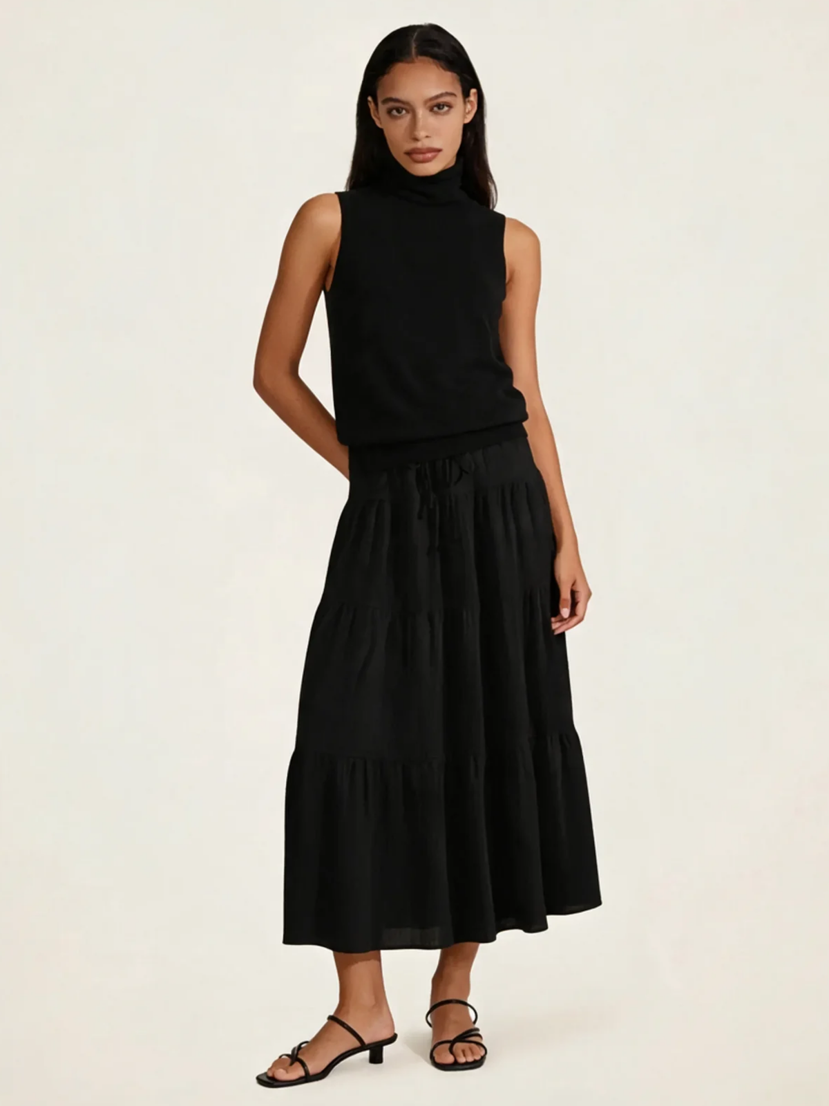 Tiered Cotton Maxi Skirt