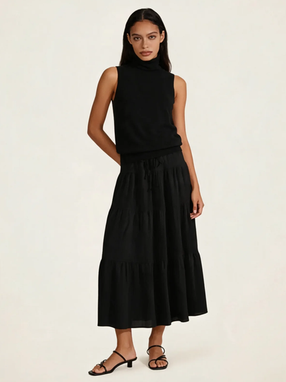 Tiered Cotton Maxi Skirt