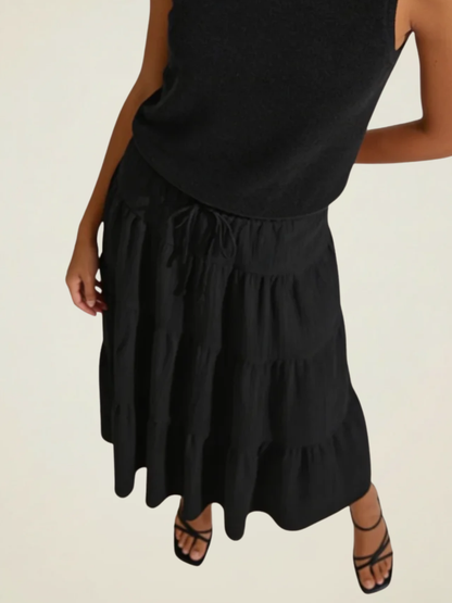 Tiered Cotton Maxi Skirt
