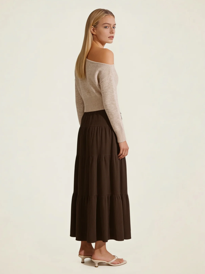 Tiered Cotton Maxi Skirt