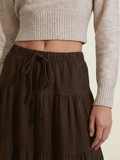 Tiered Cotton Maxi Skirt