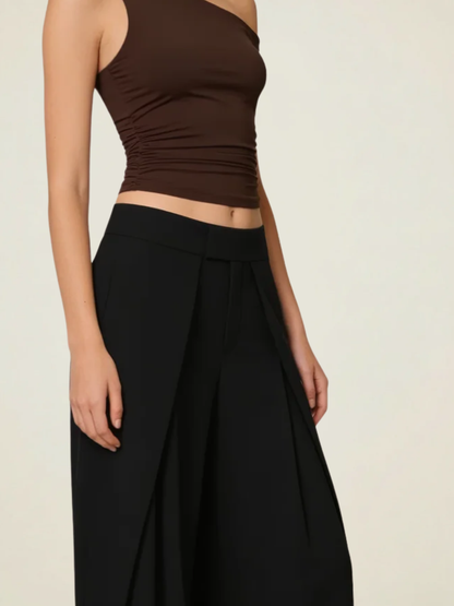 Double Pleat Wide Leg Trousers