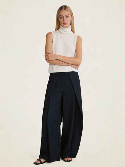 Double Pleat Wide Leg Trousers