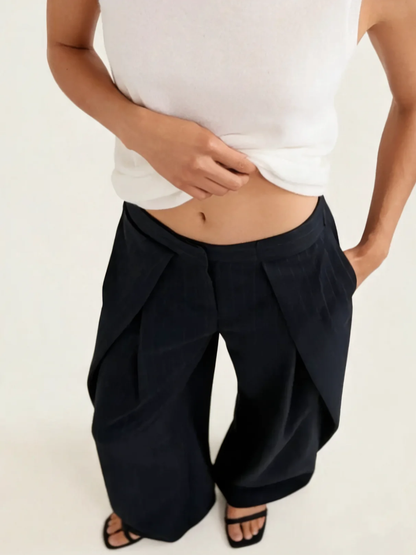 Double Pleat Wide Leg Trousers