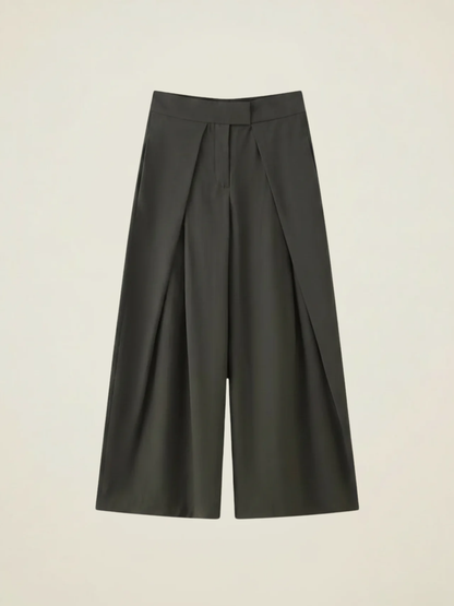 Double Pleat Wide Leg Trousers