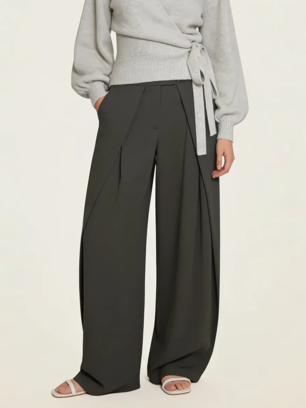Double Pleat Wide Leg Trousers
