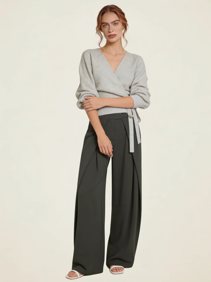 Double Pleat Wide Leg Trousers