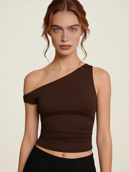 One-Shoulder Ruched Top