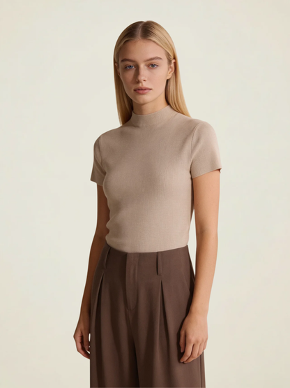 Ribbed Mock Neck Knit Top