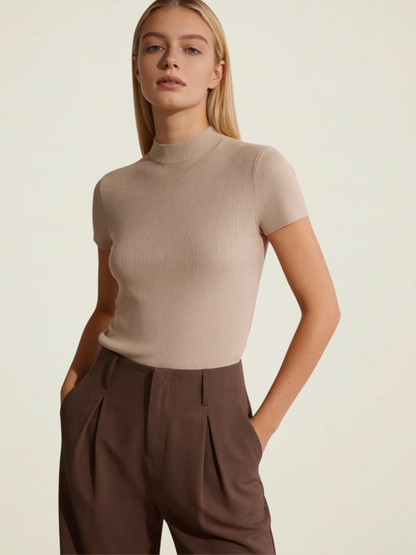 Ribbed Mock Neck Knit Top