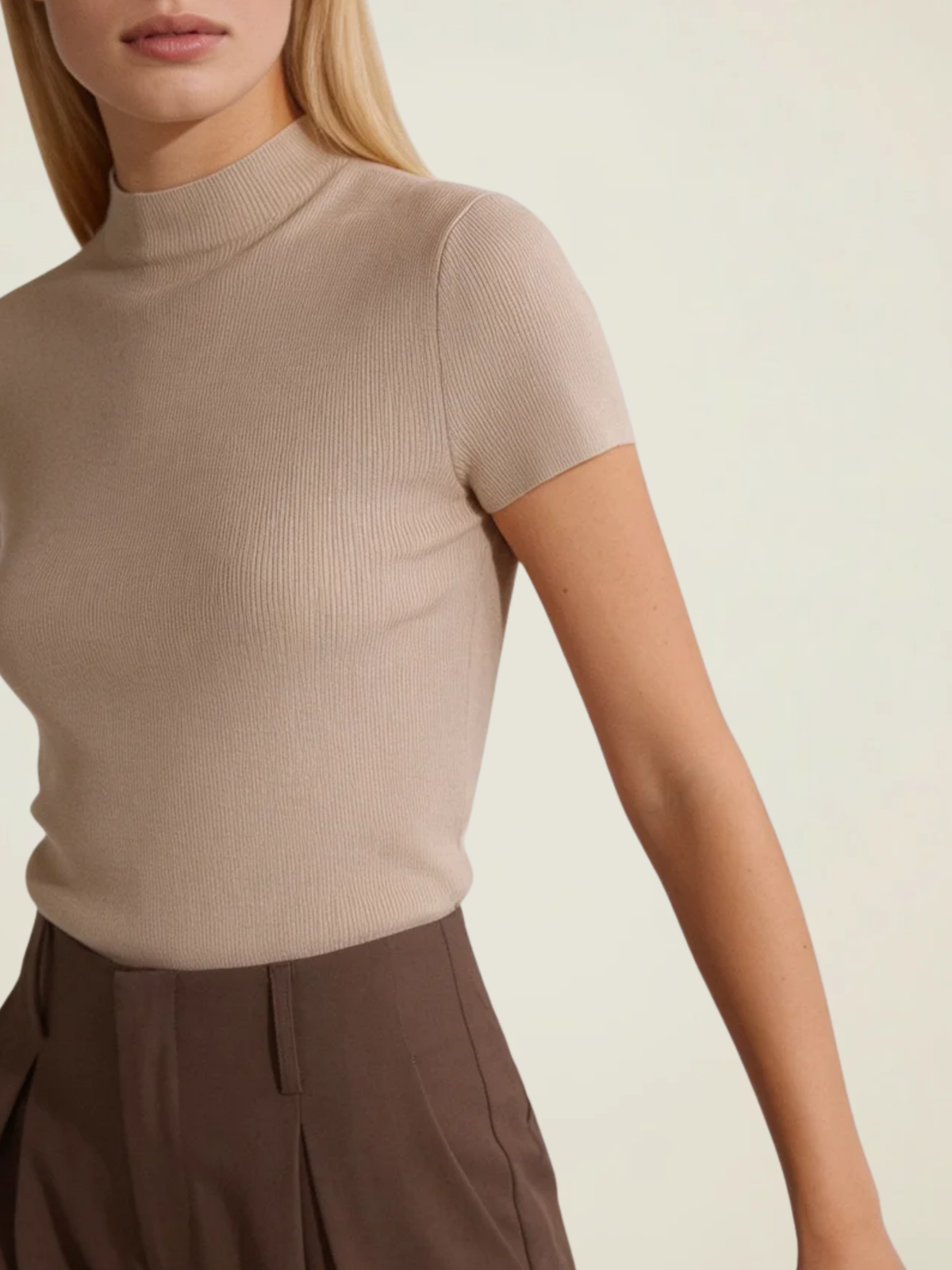 Ribbed Mock Neck Knit Top