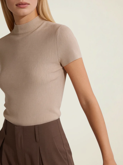 Ribbed Mock Neck Knit Top