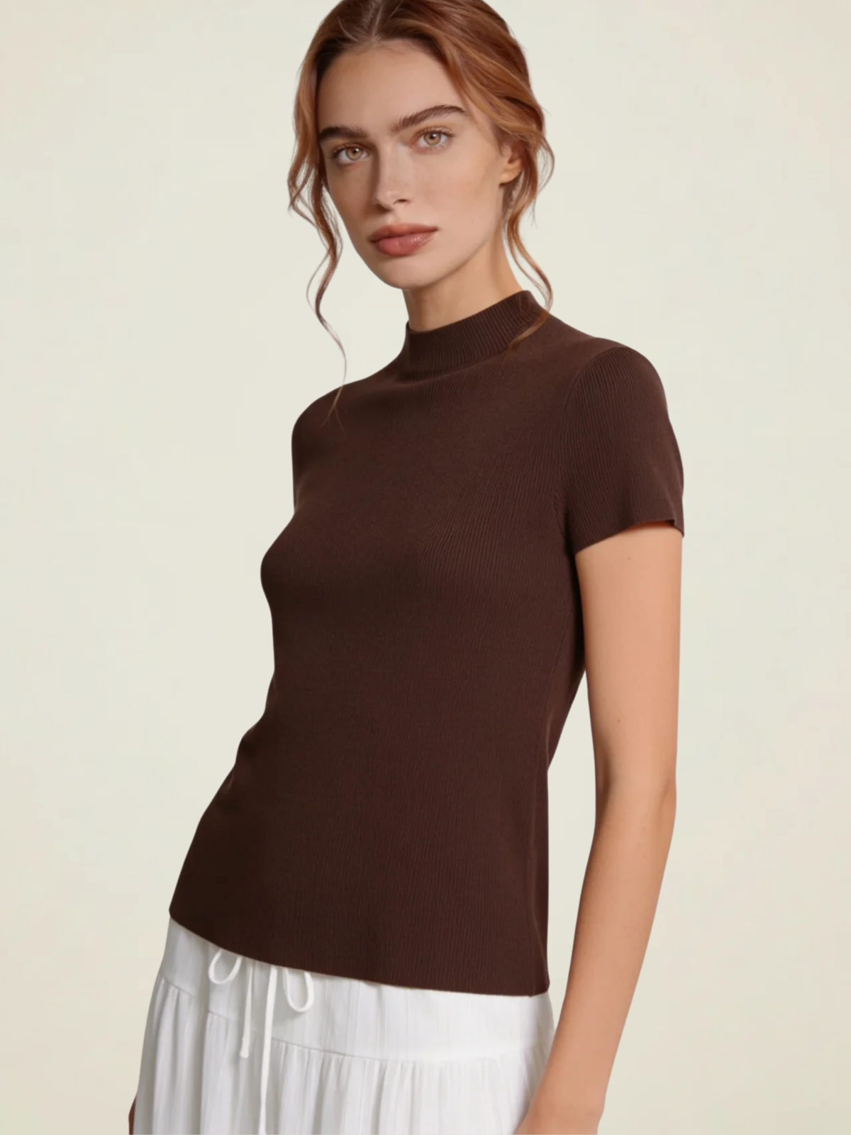 Ribbed Mock Neck Knit Top