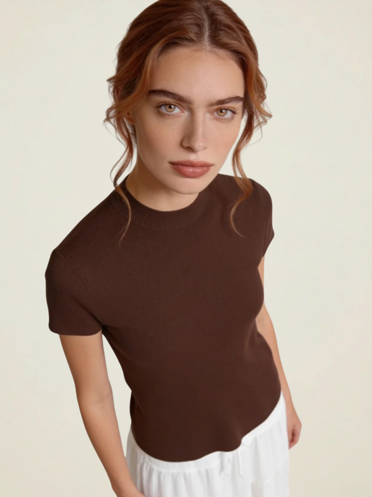 Ribbed Mock Neck Knit Top