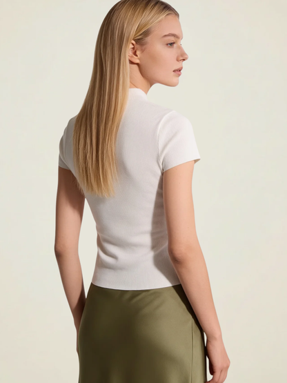 Ribbed Mock Neck Knit Top
