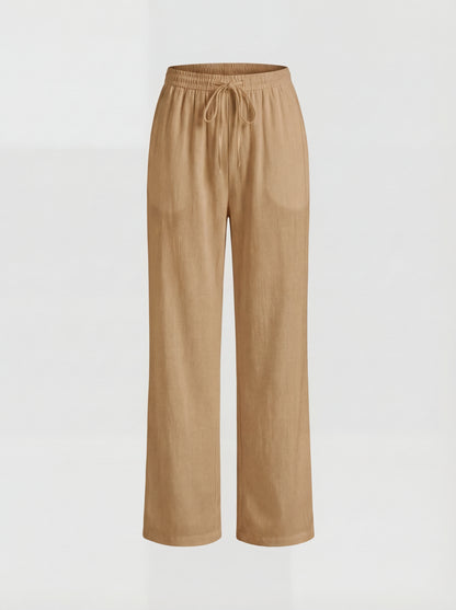 RE:VYBE Drawstring Wide Leg Trousers — relaxed minimalist pants with drawstring waist