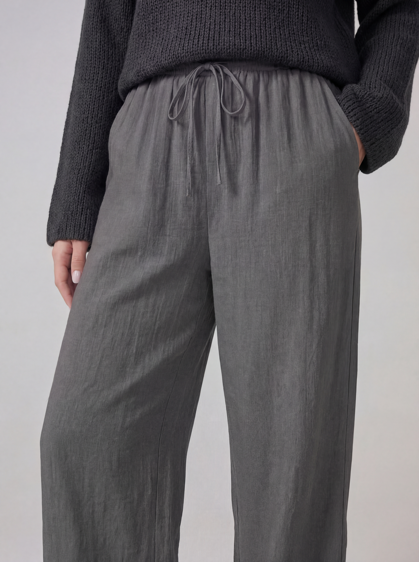 Drawstring Wide Leg Trousers