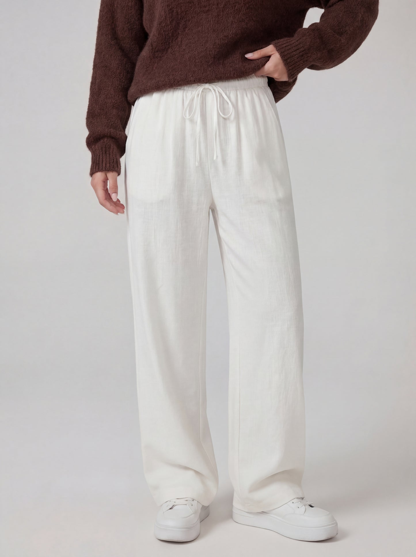 Drawstring Wide Leg Trousers