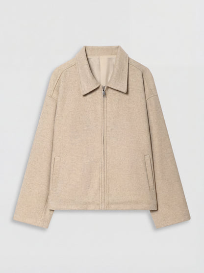 RE:VYBE Collared Zip Jacket with interior lining — structured minimalist women's outerwear