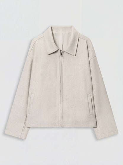 RE:VYBE Collared Zip Jacket with interior lining — structured minimalist women's outerwear
