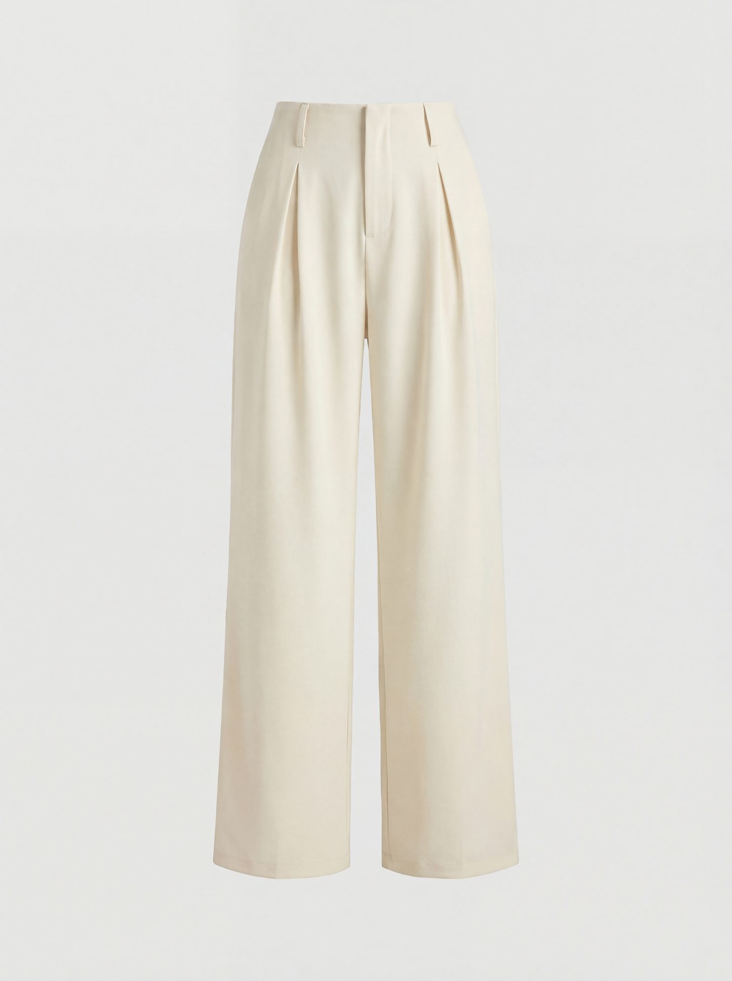 RE:VYBE High Waist Pleated Wide Leg Trousers — front-pleated minimalist women's trousers