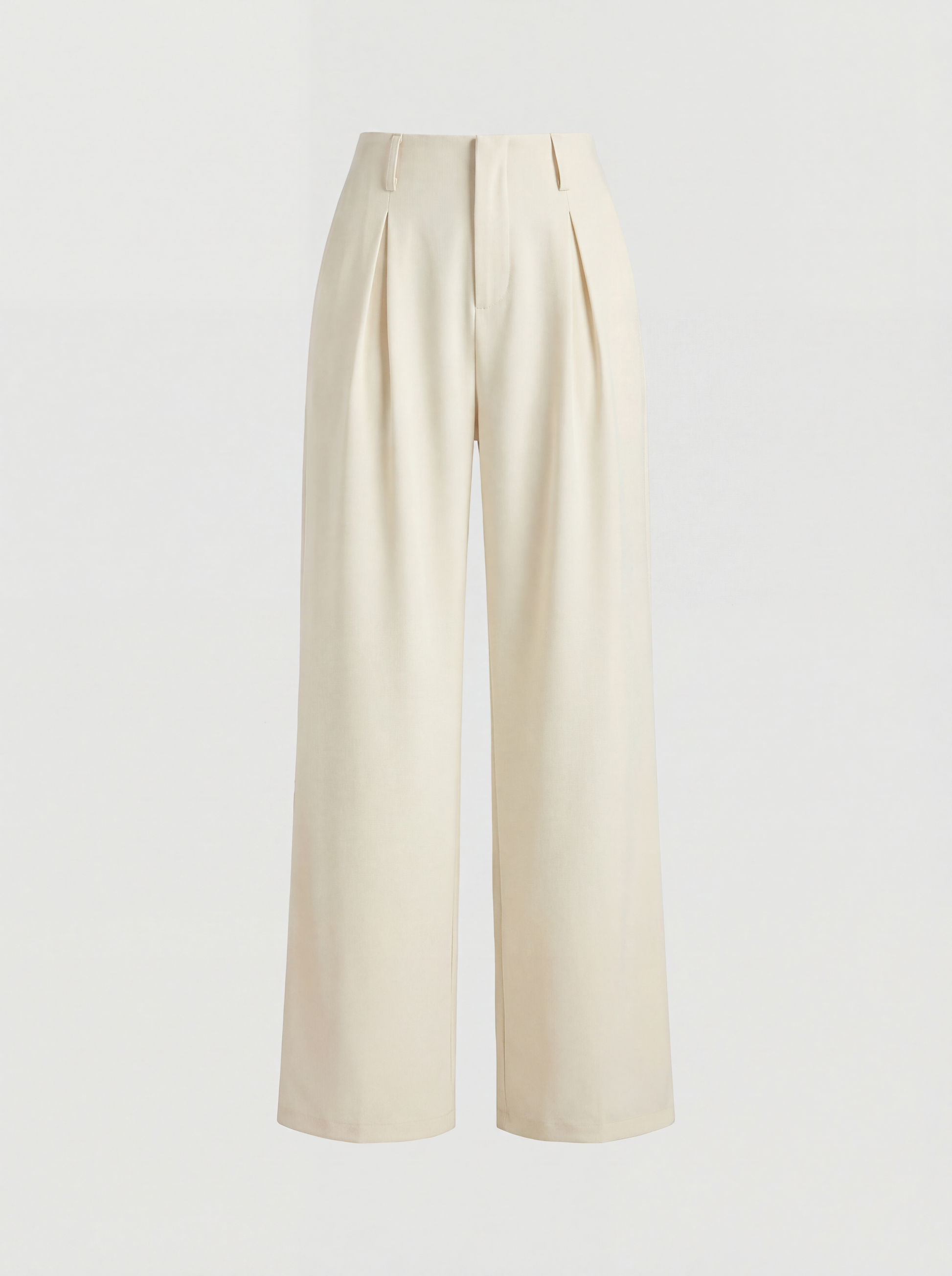 RE:VYBE High Waist Pleated Wide Leg Trousers — front-pleated minimalist women's trousers