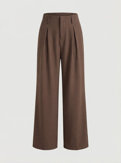High Waist Pleated Wide Leg Trousers