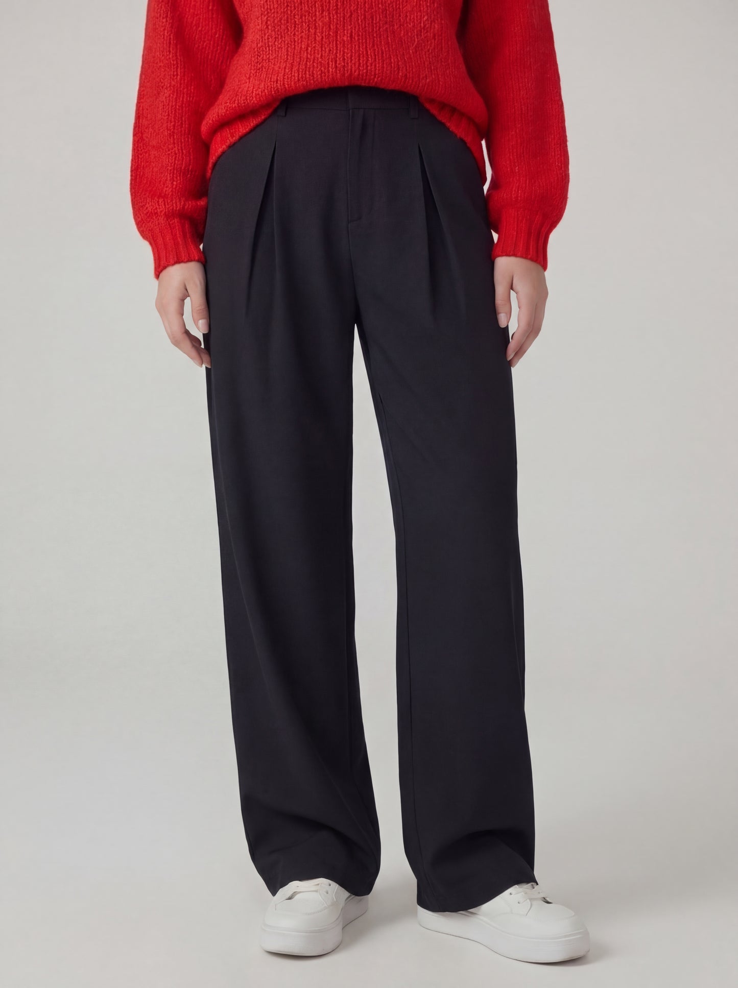 High Waist Pleated Wide Leg Trousers