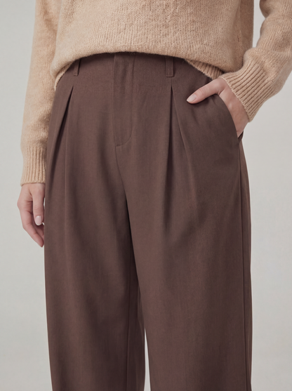 High Waist Pleated Wide Leg Trousers