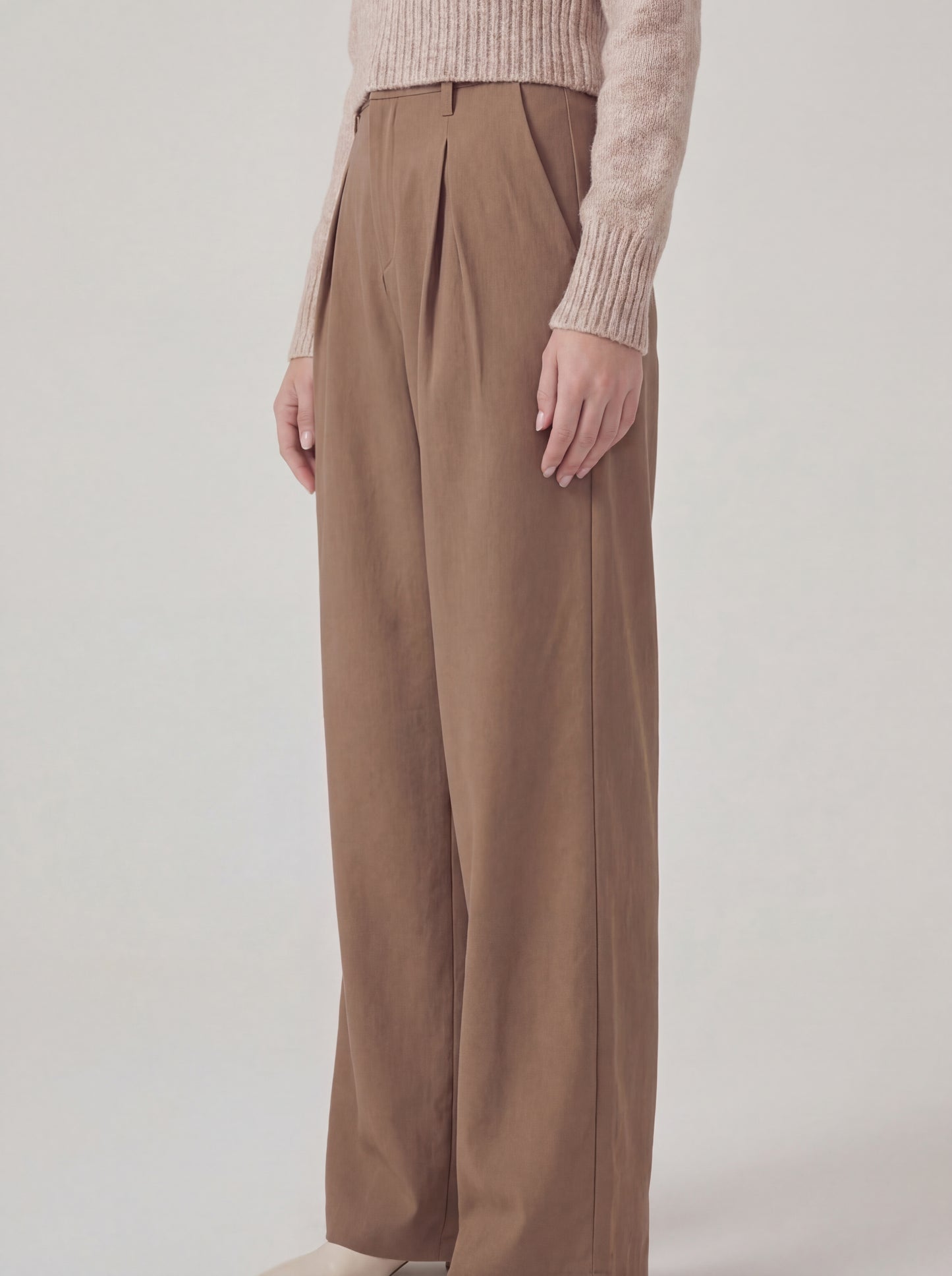 High Waist Pleated Wide Leg Trousers