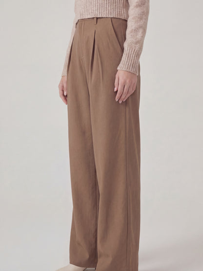 High Waist Pleated Wide Leg Trousers
