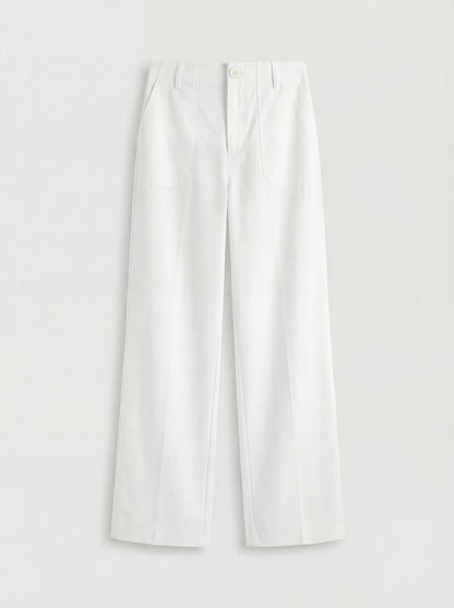 RE:VYBE Wide Leg Patch Pocket Trousers — relaxed women's pants with oversized patch pockets