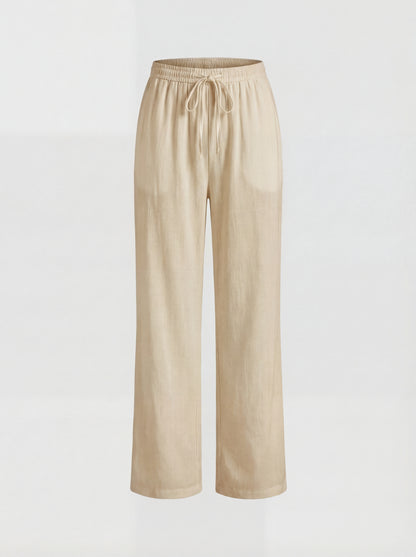 RE:VYBE Drawstring Wide Leg Trousers — relaxed minimalist pants with drawstring waist